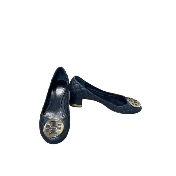 Tory Burch Shoes - Tory Burch Womans Black Leather quilted  2.5" Slip on heels Sz 6 SKU 9532